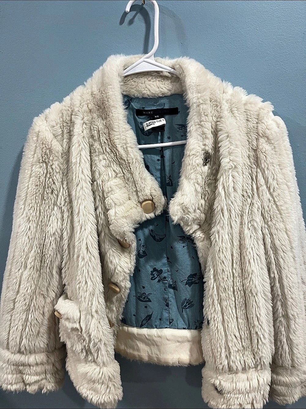 Marc Jacobs Faux Fur Teddy Jacket Cream XS Like New